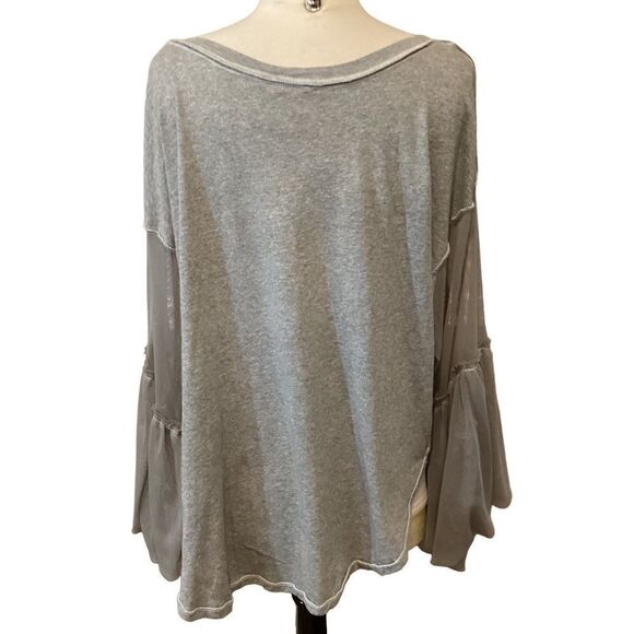 Free People Still Got It Mesh Bell Sleeve Top gray small - Picture 10 of 14